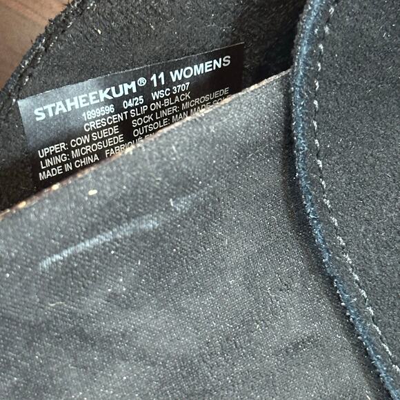 Staheekum Women's Crescent Slip On Black Suede Buckle Clogs Size 11 - Picture 7 of 8